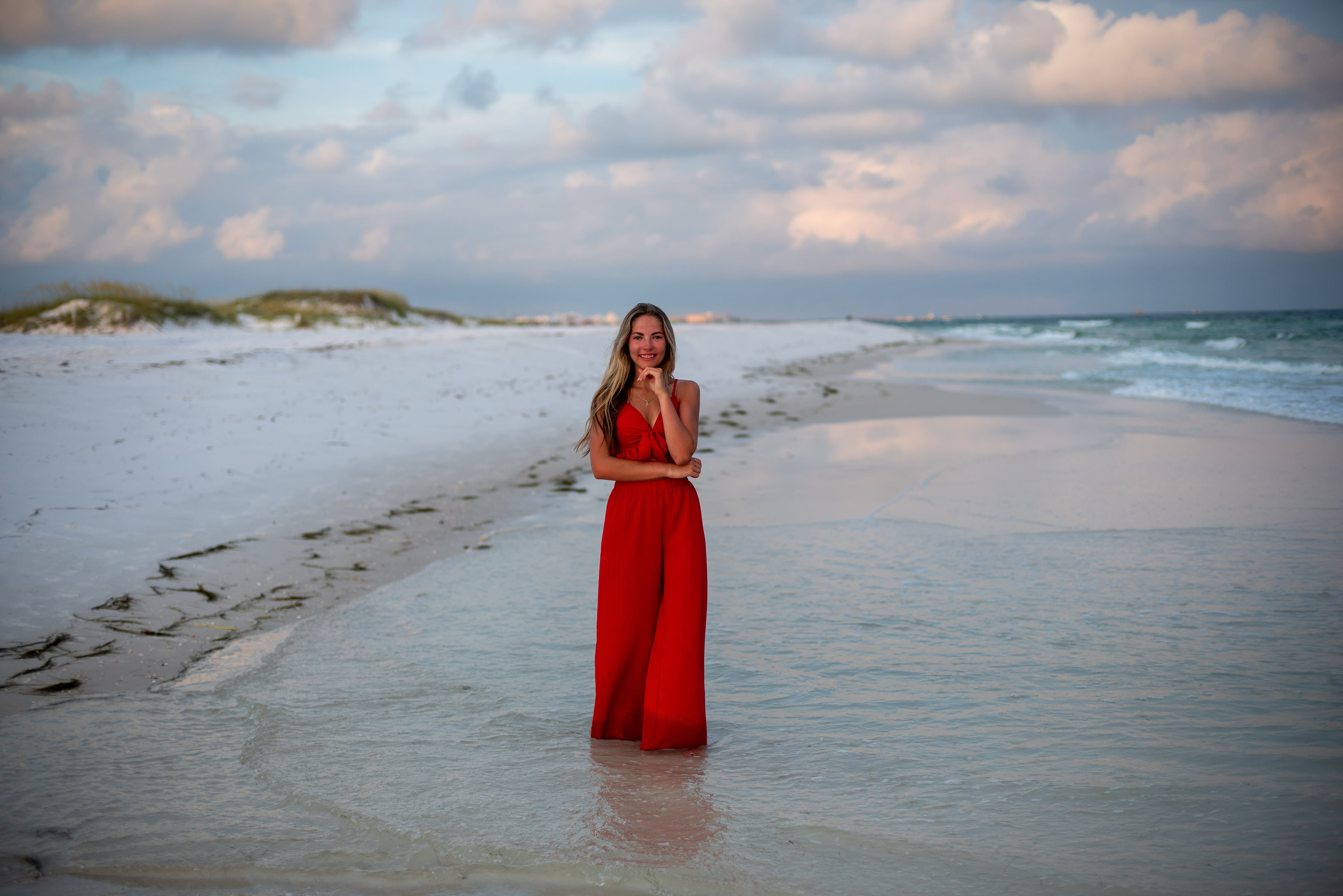 Senior portrait standing in the water