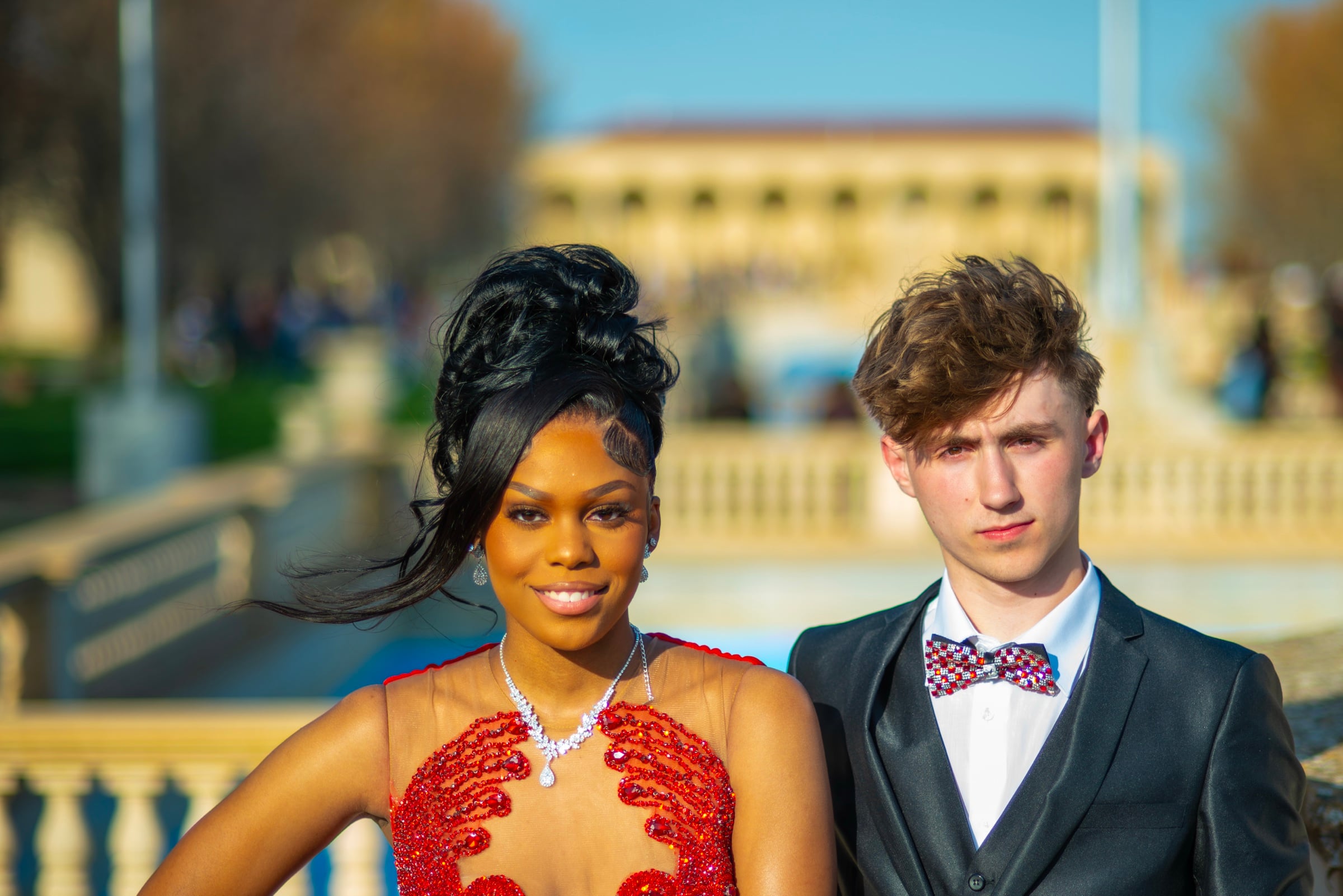 Closeup senior portrait at balustrade