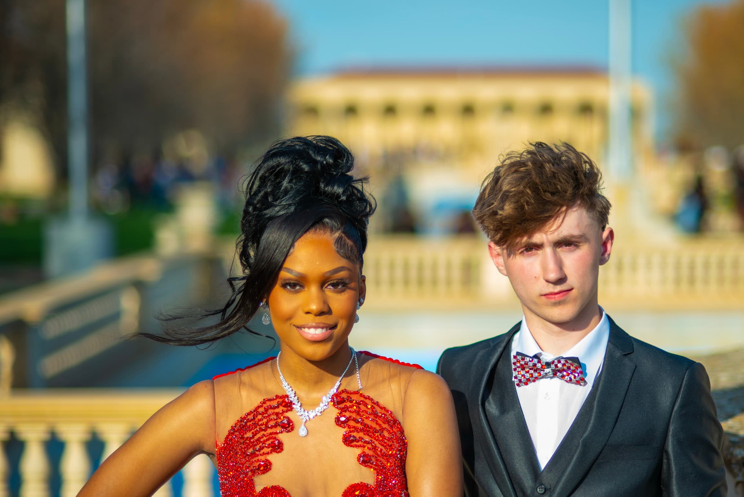 Closeup senior portrait at balustrade